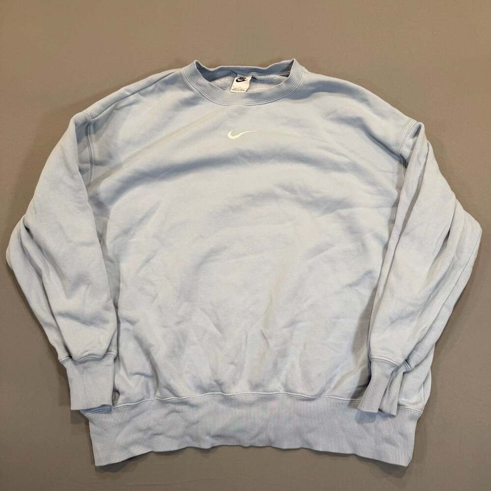 Nike Studio Fleece Oversized Crew Size L Light Blue Sweatshirt